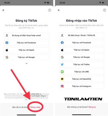 Bí mật đăng nhập nhiều tài khoản Tiktok trên di động 11 Chọn hình thức đăng nhâp